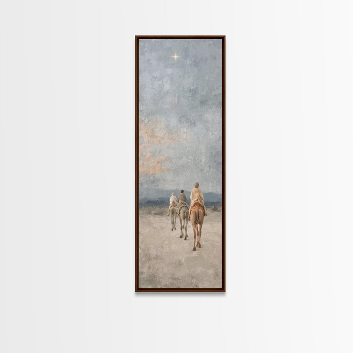 Threefold Wonder | Framed Canvas Print | Christian Wall Art | Tall Narrow Wall Art | Christian Christmas Art | Christmas Canvas Wall Art |