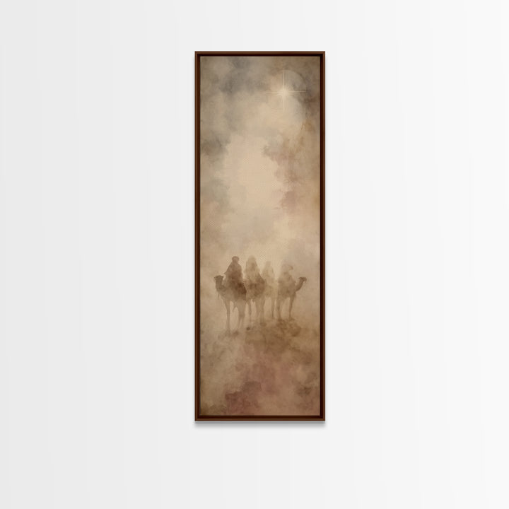 Bethlehem Star Path, Framed Canvas Print, Christian Art Canvas, Tall Skinny Art Print, Christian Christmas Art, Christian Wall Art, Vintage
