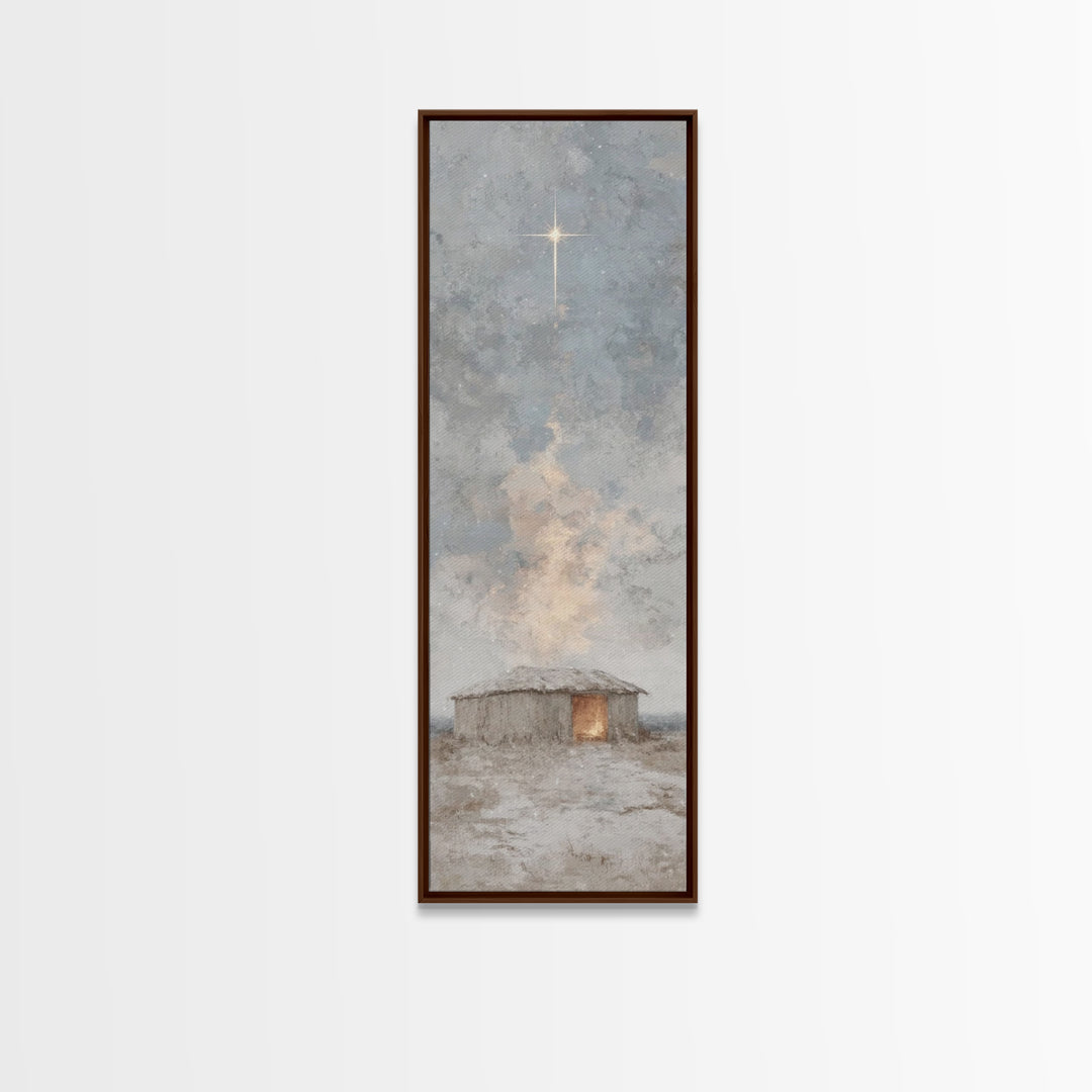 Guiding Winter Star | Framed Canvas Print | Narrow Art | Christian Christmas Art | Christmas Art Work | Christian Wall Art | Christian Art
