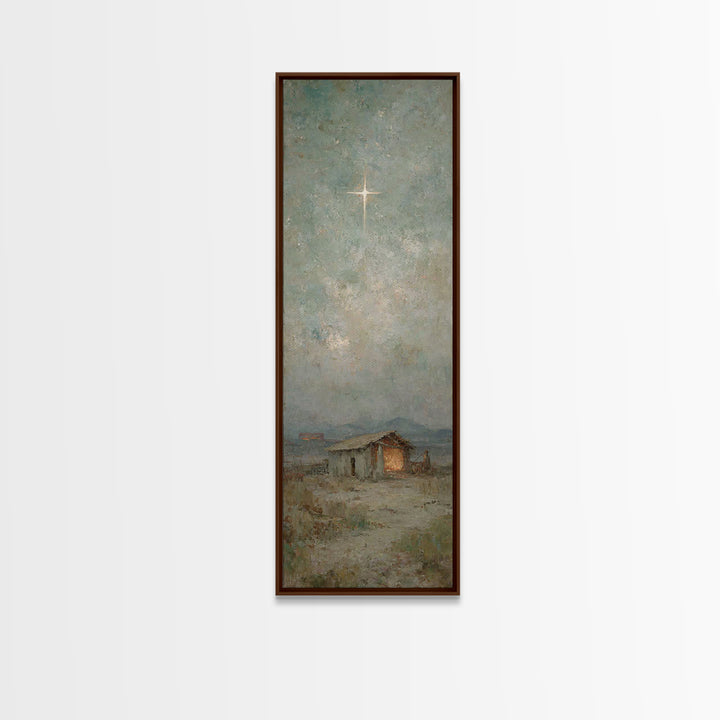Nativity Dawn – Framed Canvas Print – Tall Skinny Art Print – Framed Christmas Art – Christian Art Work – Christmas Canvas Wall Art – Chris