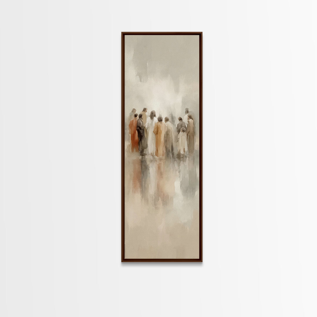 Circle Of Disciples – Framed Canvas Print – Tall Skinny Art Print – Christian Wall Art – Christian Art Canvas – Jesus Painting – Christian