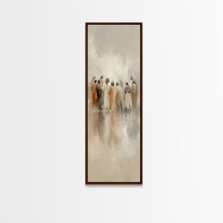 Circle Of Disciples – Framed Canvas Print – Tall Skinny Art Print – Christian Wall Art – Christian Art Canvas – Jesus Painting – Christian
