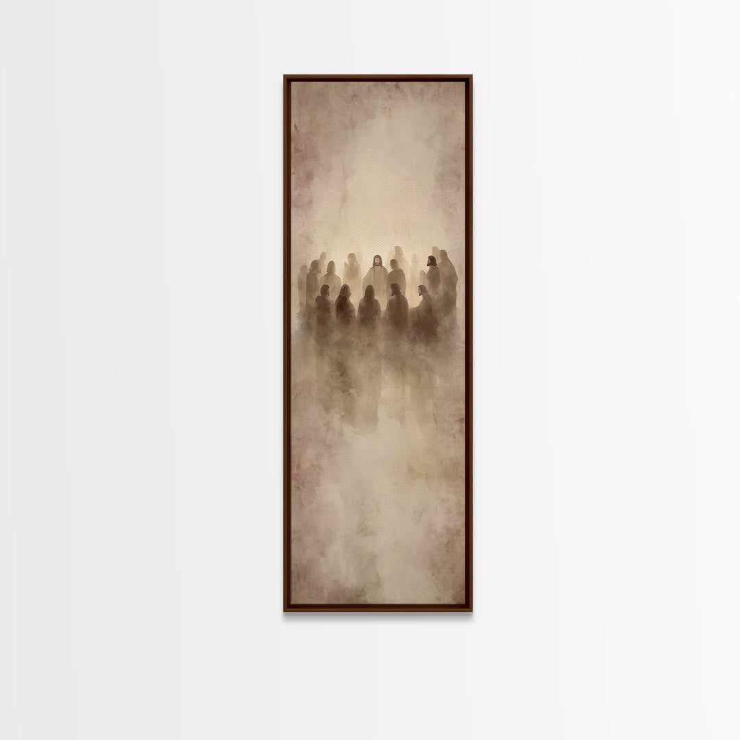 Sacred Gathering | Framed Canvas Print | Narrow Art | Christian Art Print | Jesus Wall Art | Modern Christian Art | Christian Gift Ideas