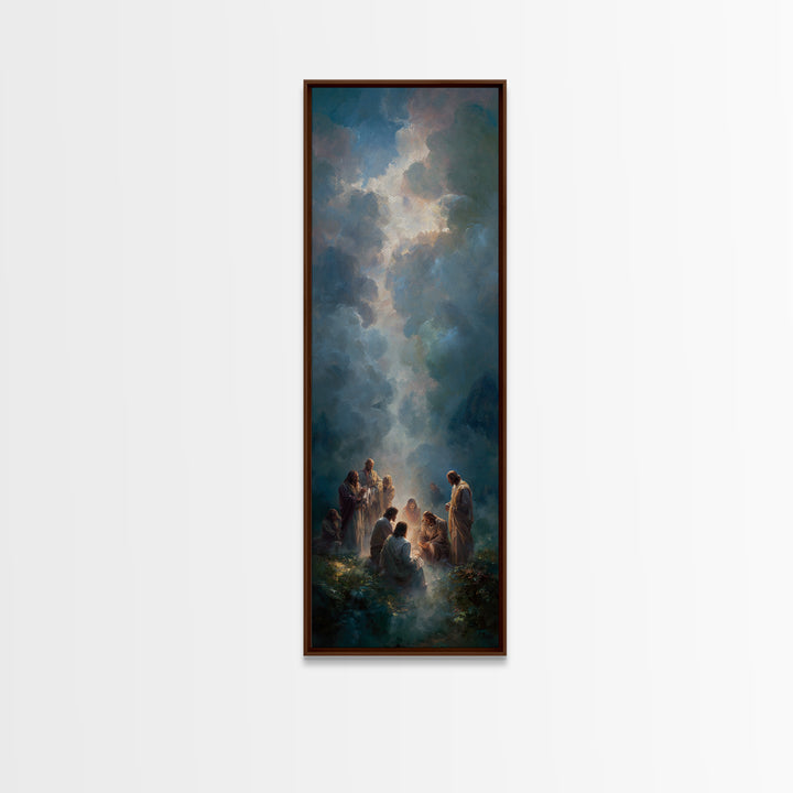 Radiant Arrival | Framed Canvas Print | Tall Skinny Art Print | Christian Christmas Art | Jesus Painting | Christian Wall Art | Christmas C
