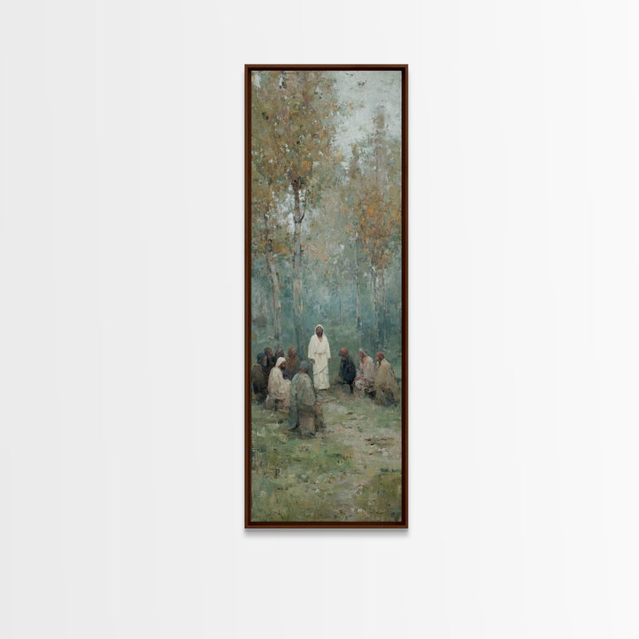 Garden Devotion, Framed Canvas Print, Narrow Art, Christian Art Work, Jesus Wall Art, Christian Painting, Subtle Christian Art