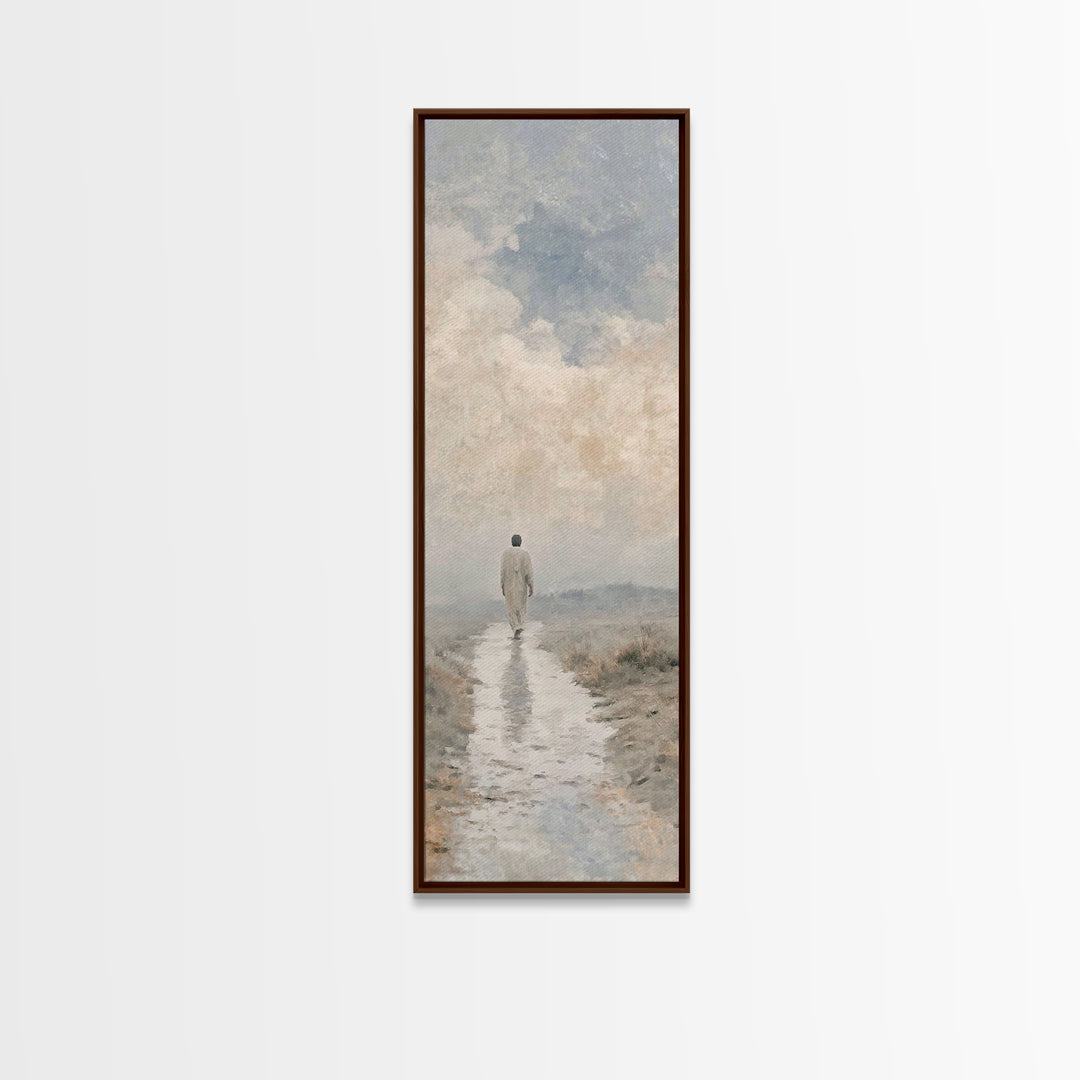 Quiet Journey, Framed Canvas Print, Tall Skinny Art Print, Christian Wall Art, Jesus Painting, Modern Christian Art, Christian Art Gift