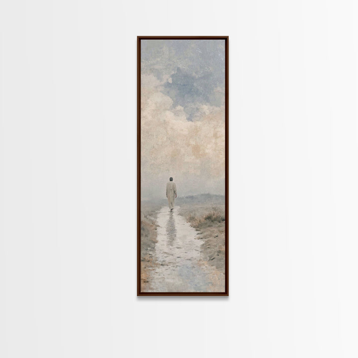 Quiet Journey, Framed Canvas Print, Tall Skinny Art Print, Christian Wall Art, Jesus Painting, Modern Christian Art, Christian Art Gift