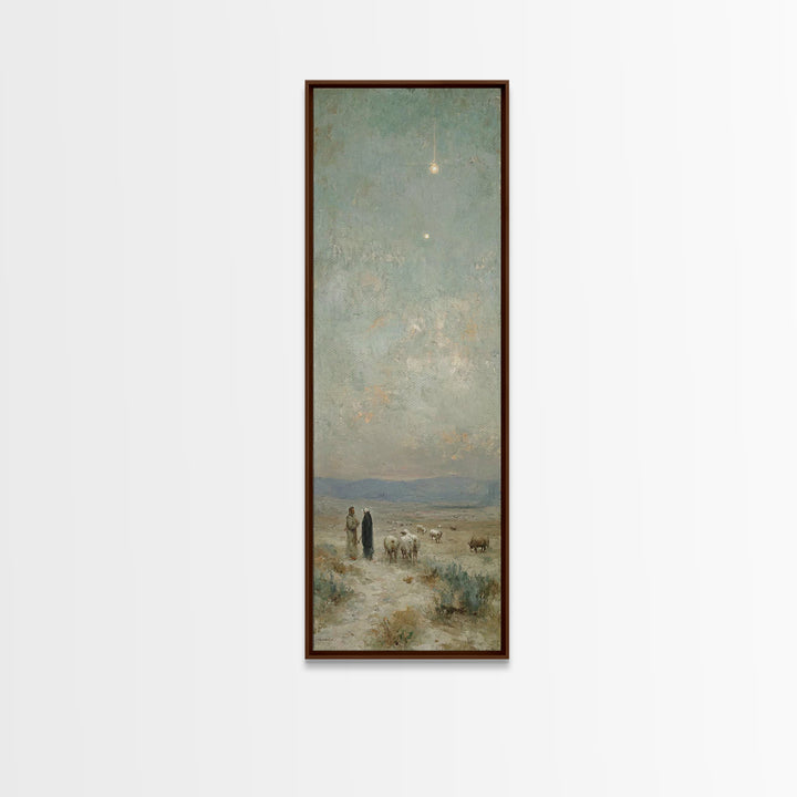 Starry Shepherd Path – Framed Canvas Print – Tall Narrow Wall Art – Christian Wall Art – Christian Art Canvas – Christmas Art
