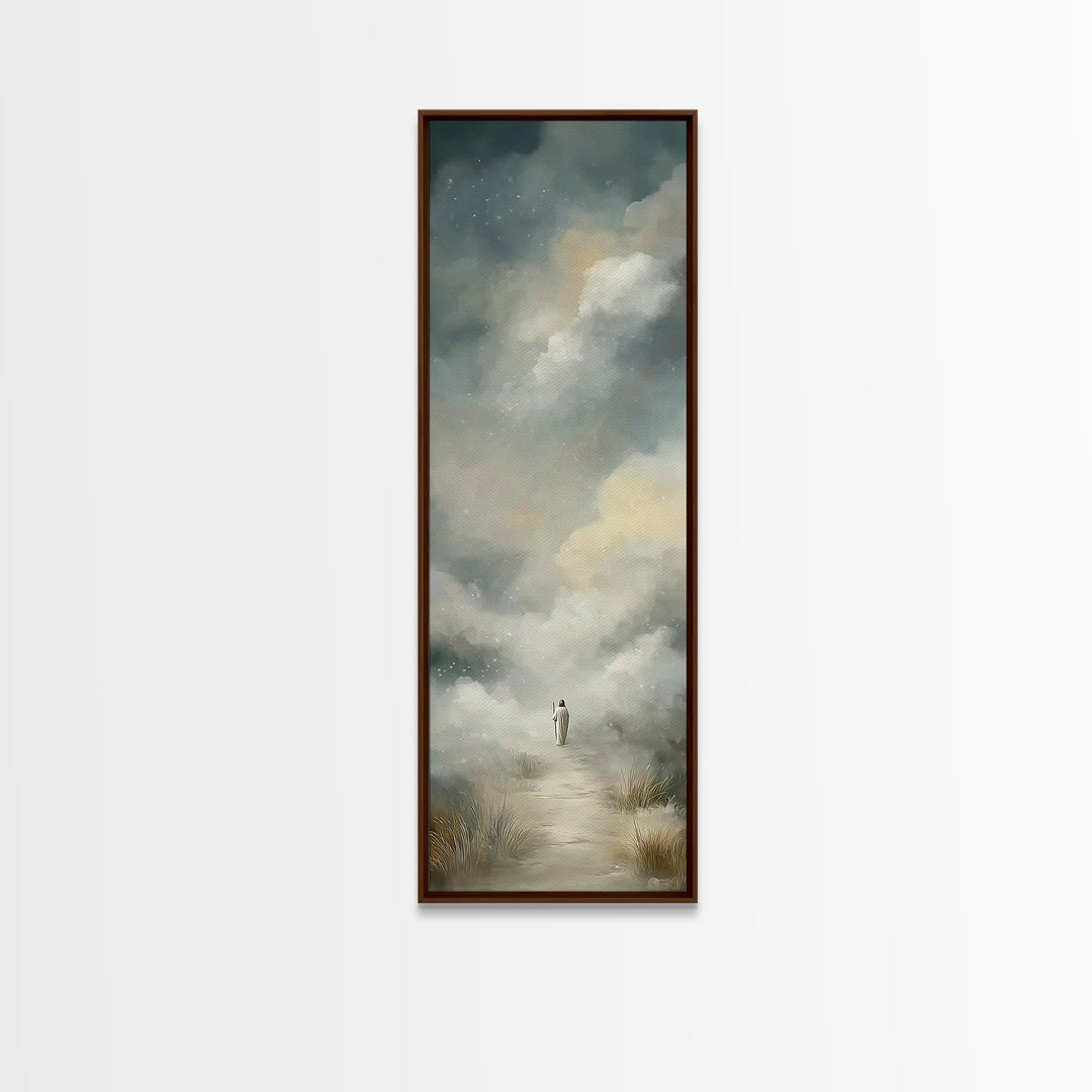Lone Pilgrim – Framed Canvas Print – Narrow Art – Christian Painting – Jesus Canvas Art – Subtle Christian Art – Christian Christmas Art