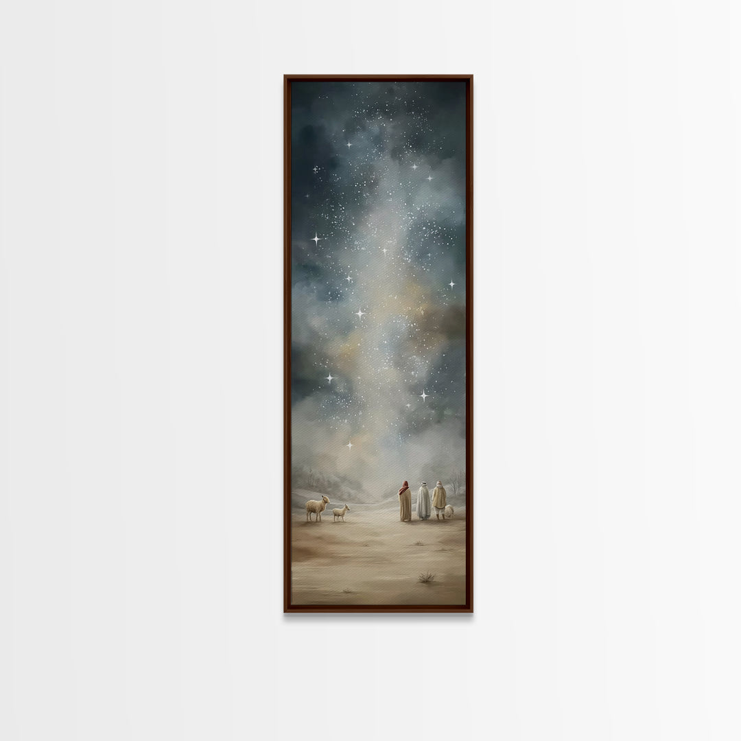 Starry Night Promise – Framed Canvas Print – Christian Wall Art – Christian Art Canvas – Christmas Art – Narrow Art – Christian Christmas
