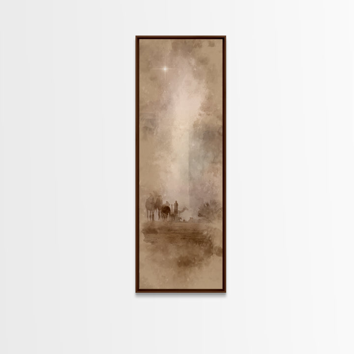 Desert Light Journey | Framed Canvas Print | Christian Wall Art | Christian Christmas Art | Narrow Art | Christian Art Canvas | Christmas A