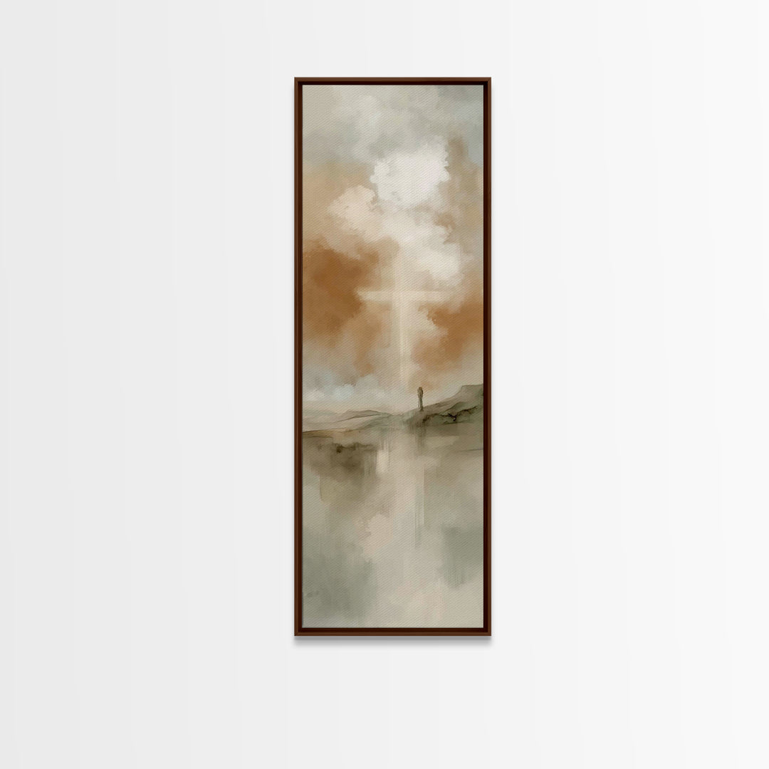 Cross Of Mercy – Framed Canvas Print – Skinny Art – Christian Wall Art – Christian Art – Christian Art Canvas – Minimalist Christian Art