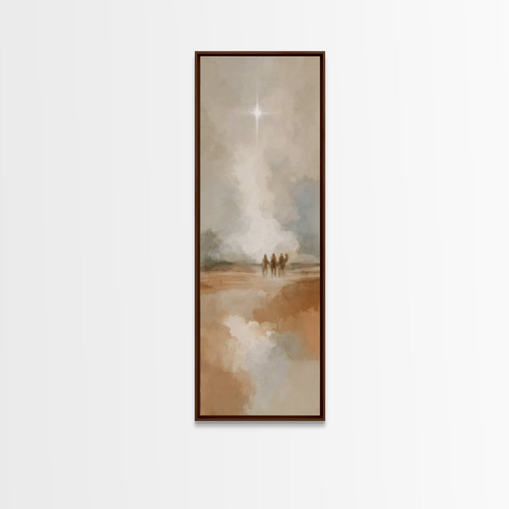 Guiding Star Journey – Framed Canvas Print – Tall Skinny Art Print – Christian Wall Art – Christmas Art – Jesus Painting – Christian Art