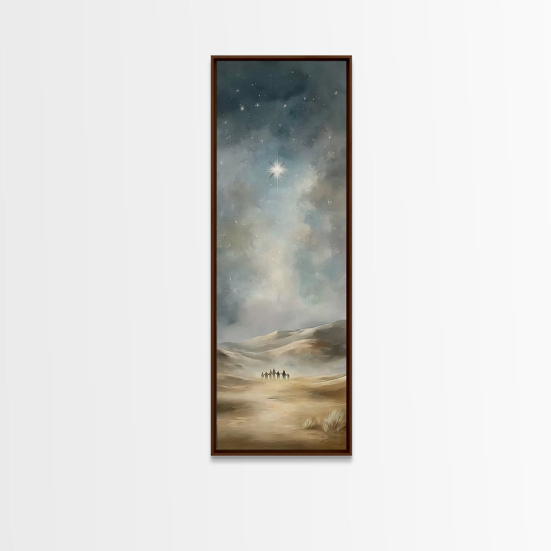 Starry Night Caravan – Framed Canvas Print, Skinny Art, Christian Wall Art, Christmas Art, Christian Art Canvas, Jesus Painting