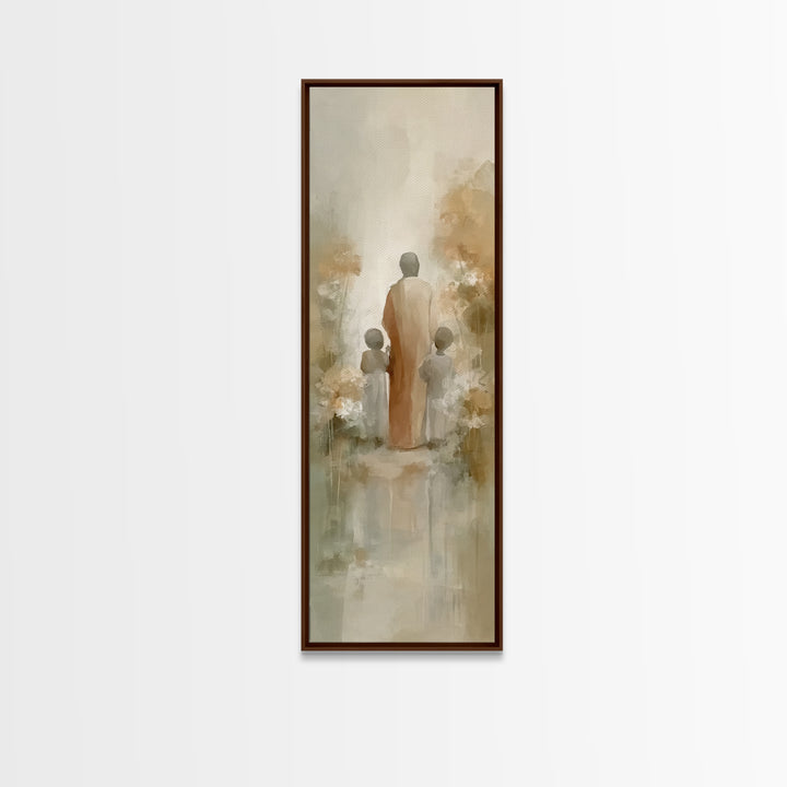 Garden Light Way – Framed Canvas Print – Tall Skinny Art Print – Christian Art Canvas – Jesus Painting – Modern Christian Art – Christian W