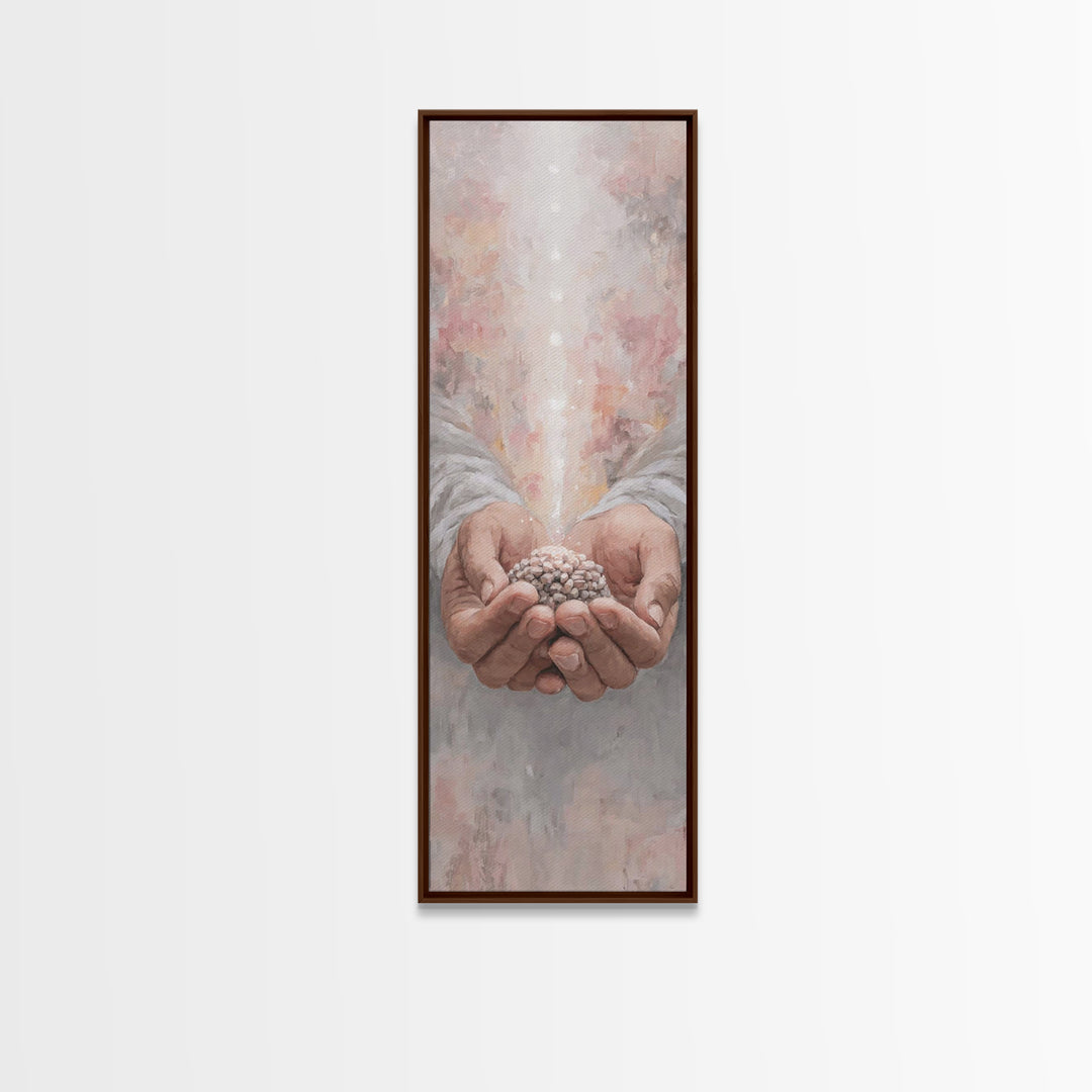 Hands Of Blessing – Framed Canvas Print – Narrow Art – Christian Art Canvas – Christian Wall Art – Jesus Painting – Subtle Christian Art