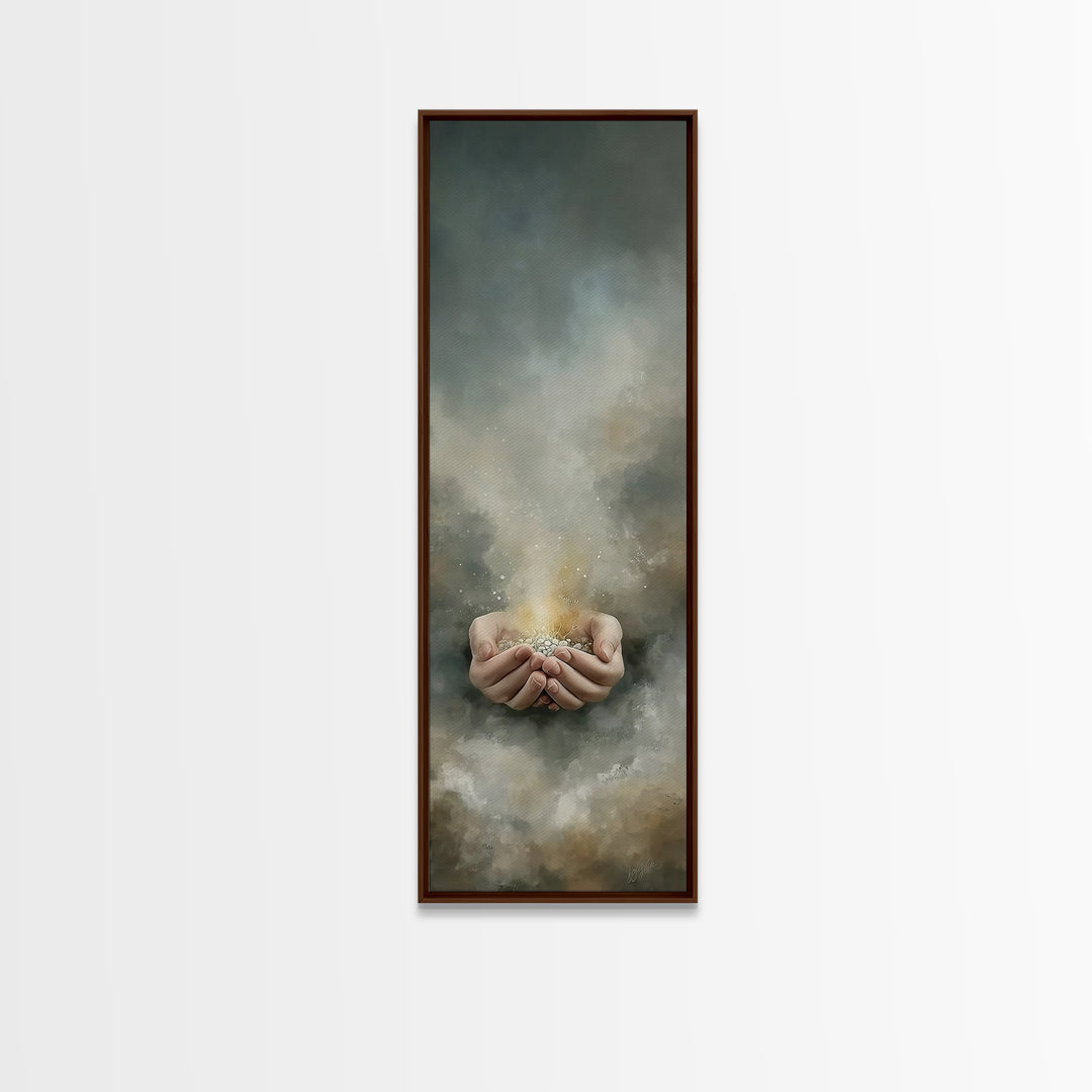 Light Of Renewal – Framed Canvas Print – Skinny Art – Christian Art Canvas – Christian Wall Art – Moody Christian Art – Jesus Painting