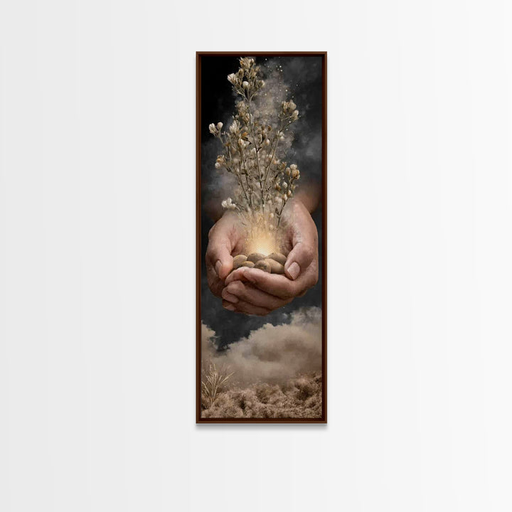 Desert Bloom Grace – Framed Canvas Print – Tall Narrow Wall Art – Christian Art Canvas – Christian Wall Art – Christian Christmas Art – Jes