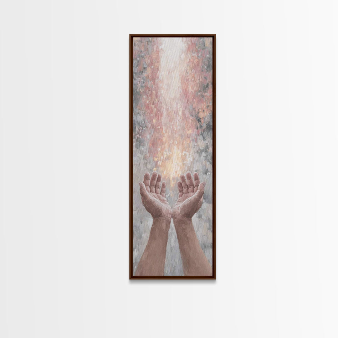 Hands Of Blessing – Framed Canvas Print – Skinny Art – Christian Art Canvas – Christian Painting – Christmas Art – Christian Wall Art