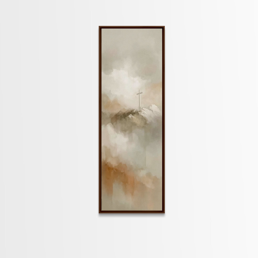 Cross Of Promise – Framed Canvas Print – Tall Narrow Wall Art – Christian Wall Art – Christian Art Canvas – Christian Painting – Christmas