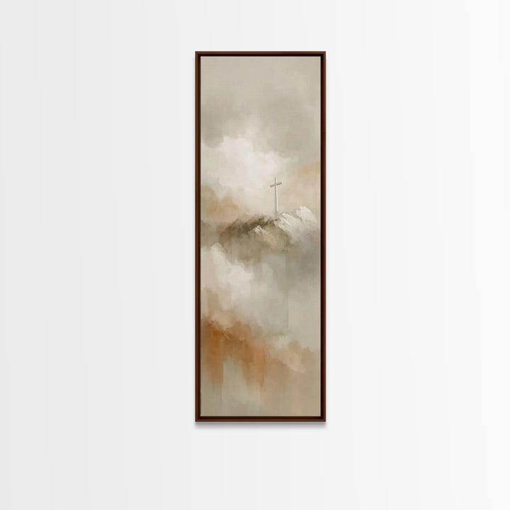 Cross Of Promise – Framed Canvas Print – Tall Narrow Wall Art – Christian Wall Art – Christian Art Canvas – Christian Painting – Christmas