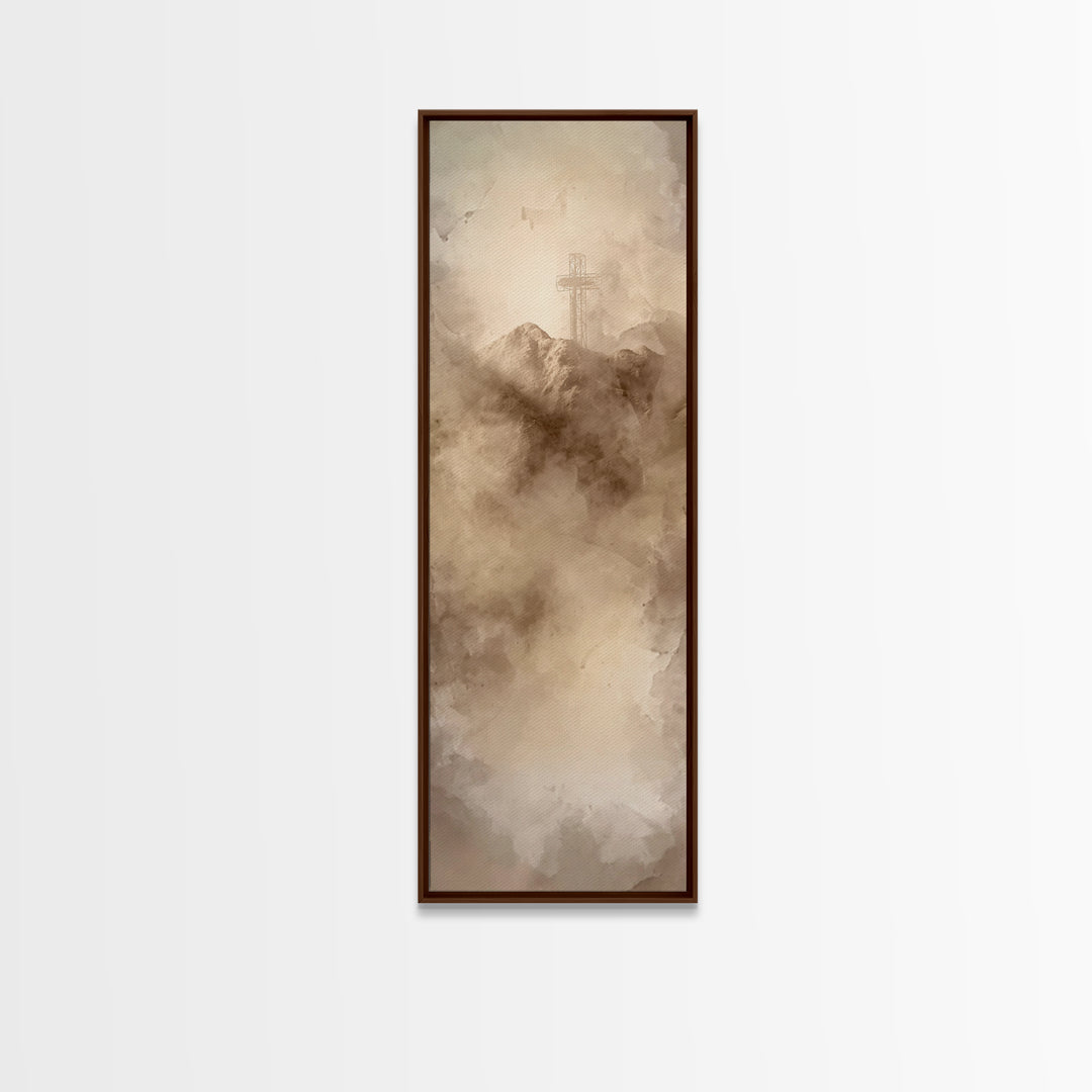 Beacon Of Salvation – Framed Canvas Print – Tall Skinny Art Print – Christian Wall Art – Christian Art – Christian Painting – Christmas Art