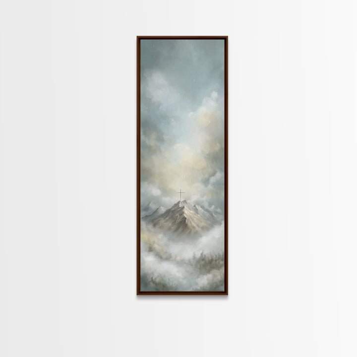 Faith On High – Framed Canvas Print – Tall Narrow Wall Art – Christian Art Canvas – Christian Painting – Christian Art Print – Christian Ch