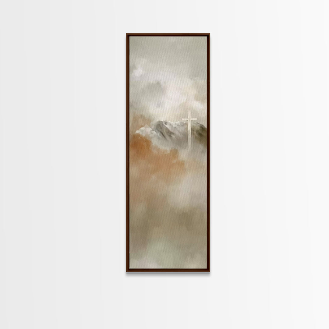Heavenly Peaks Glory – Framed Canvas Print – Skinny Art – Christian Wall Art – Christian Art Gift – Christian Painting – Christmas Art