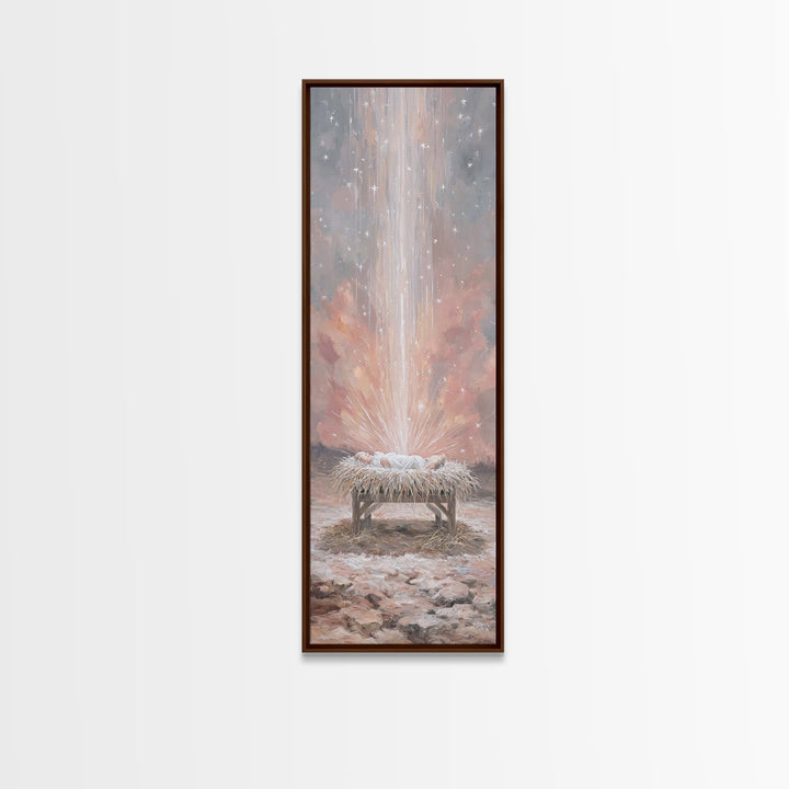 Heavenly Child Light – Framed Canvas Print – Christian Art Canvas – Christian Christmas Art – Christian Wall Art – Tall Skinny Art Print –