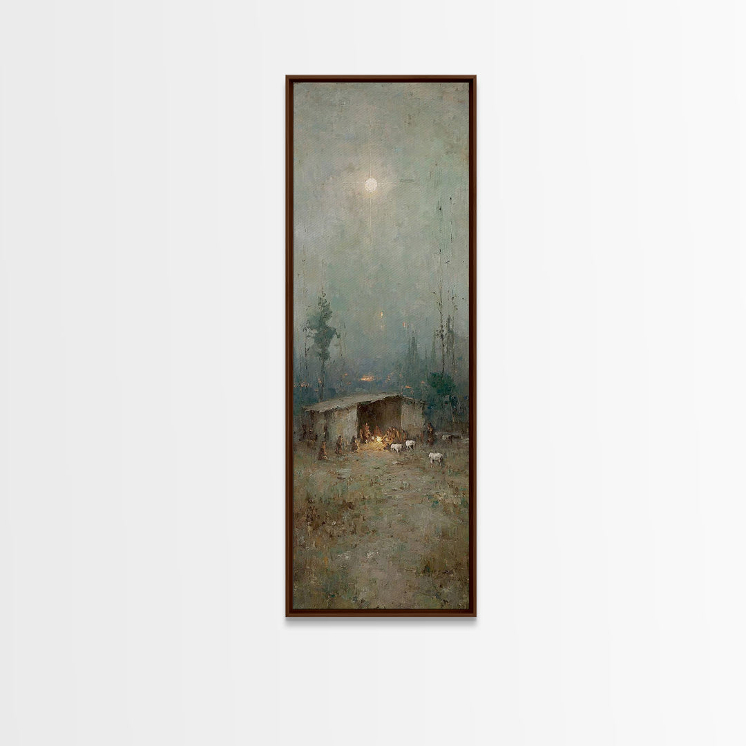 Shepherds In Wonder – Framed Canvas Print – Christian Art Canvas – Christian Wall Art – Jesus Painting – Tall Narrow Wall Art – Christian C