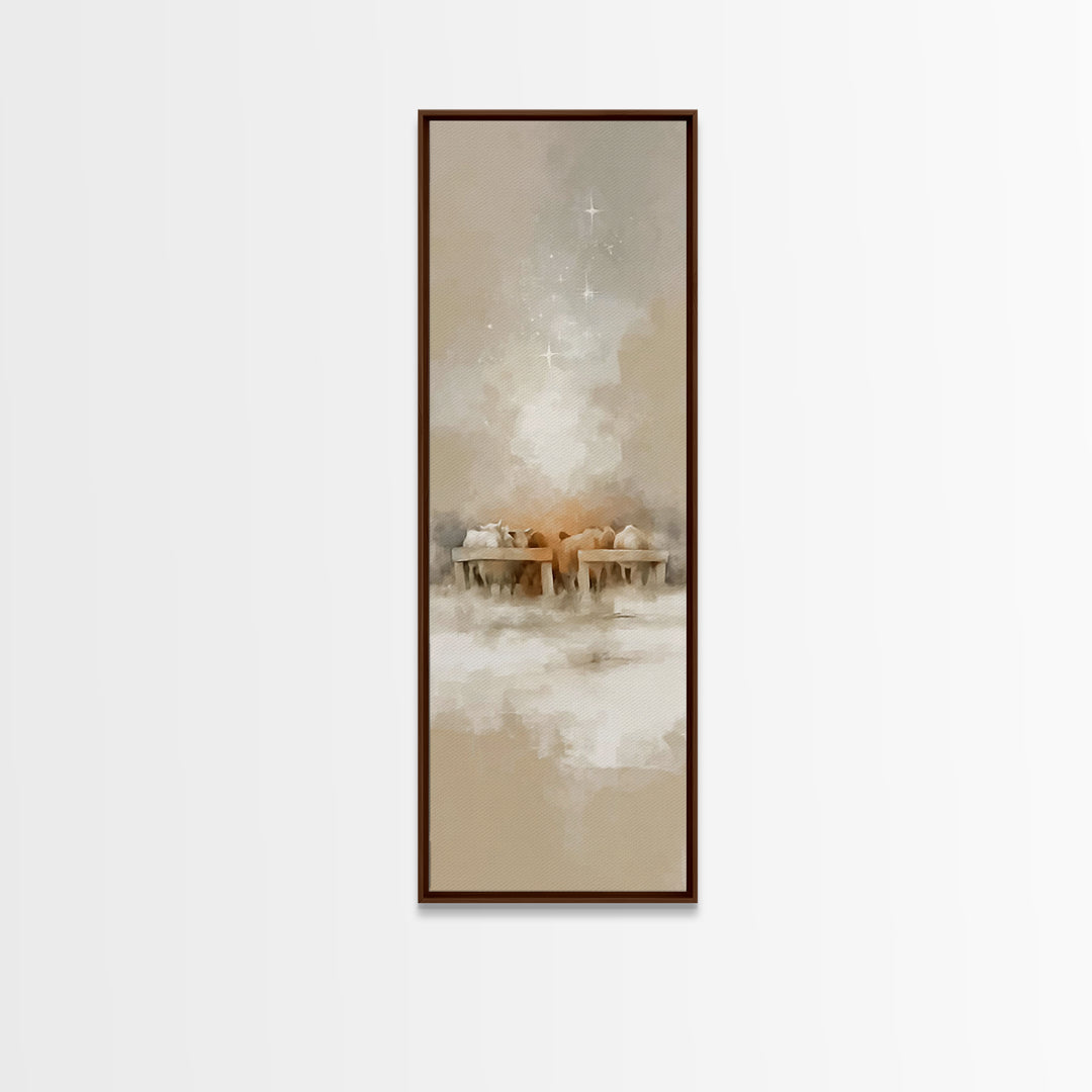 Shepherds At Dawn – Framed Canvas Print – Christian Wall Art – Jesus Painting – Christian Art Canvas – Tall Narrow Wall Art