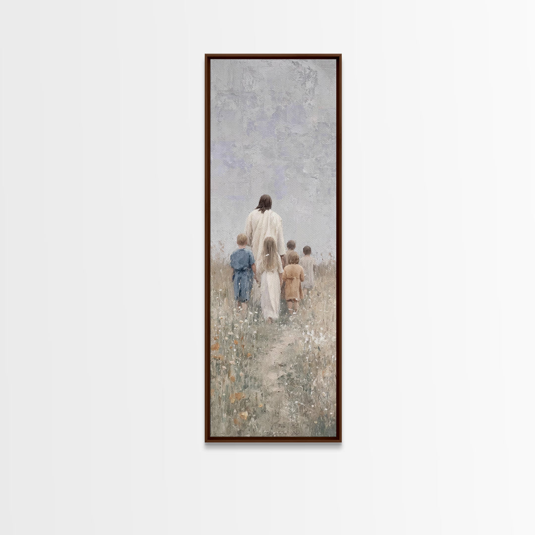 Path Of Grace, Framed Canvas Print, Christian Art Canvas, Jesus Painting, Christian Wall Art, Skinny Art, Christian Christmas Art