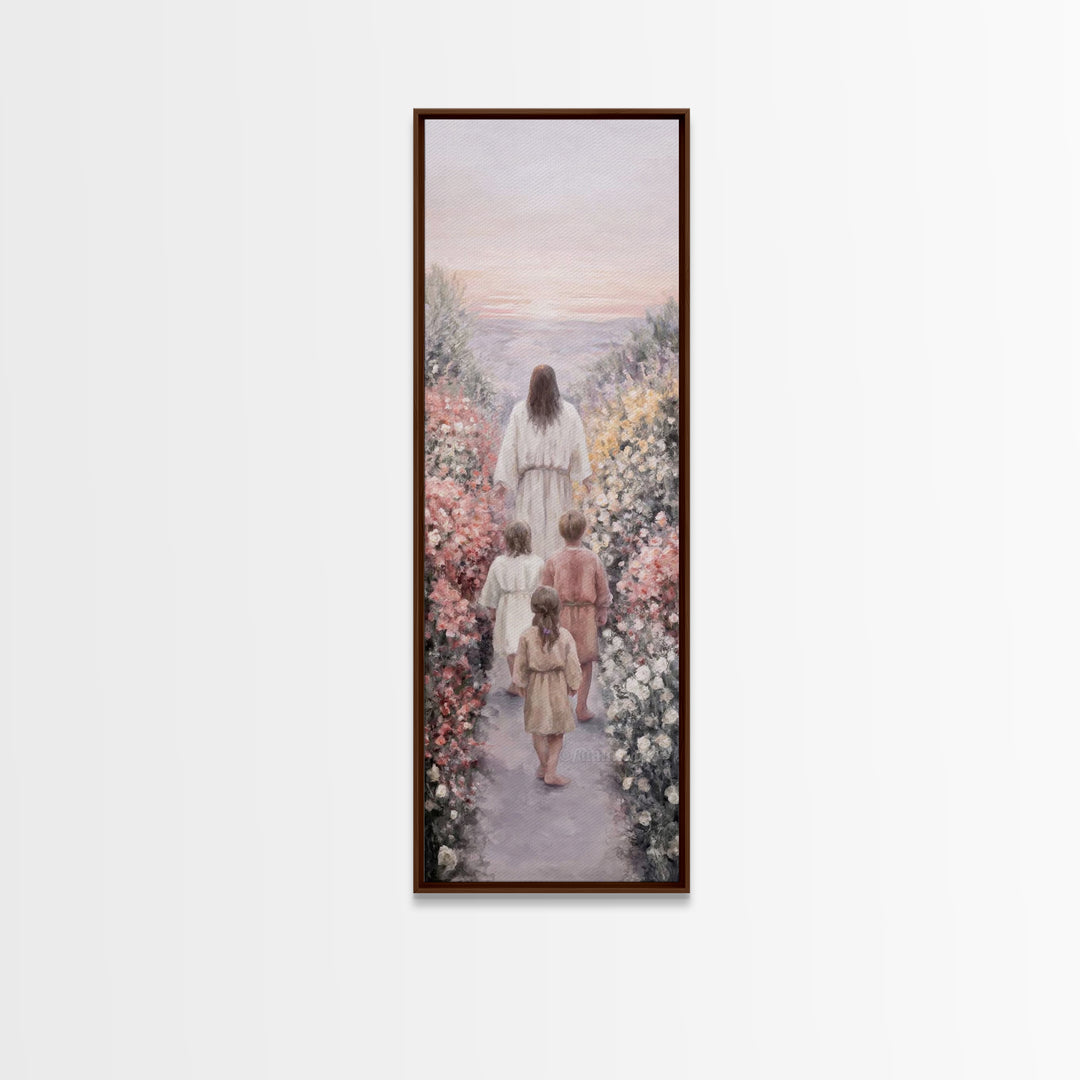 Morning With Christ | Framed Canvas Print | Christian Wall Art | Christian Art Canvas | Jesus Painting | Tall Skinny Art Print