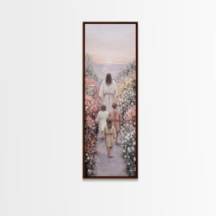 Morning With Christ | Framed Canvas Print | Christian Wall Art | Christian Art Canvas | Jesus Painting | Tall Skinny Art Print