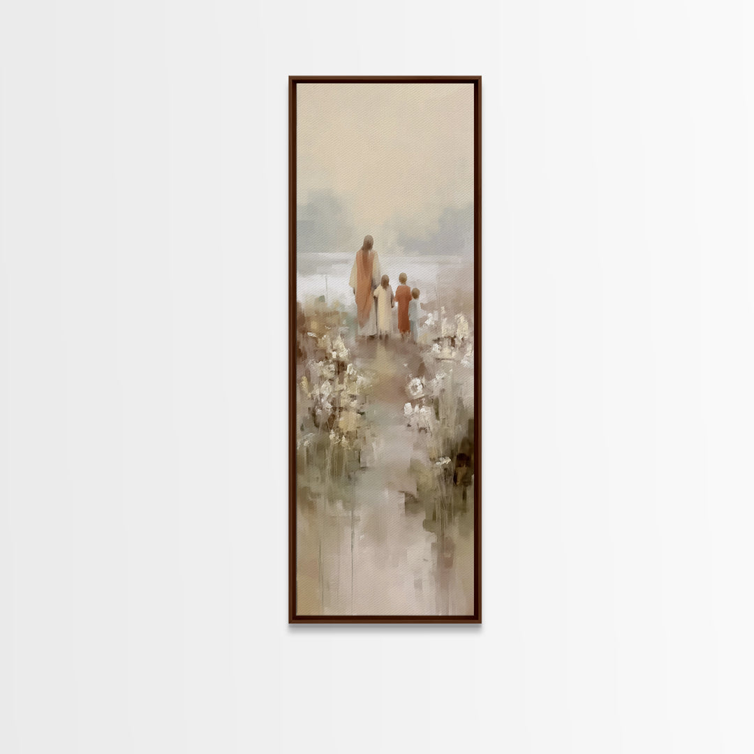 Fields Of Promise – Framed Canvas Print – Christian Wall Art – Christian Art Canvas – Jesus Painting – Tall Skinny Art Print
