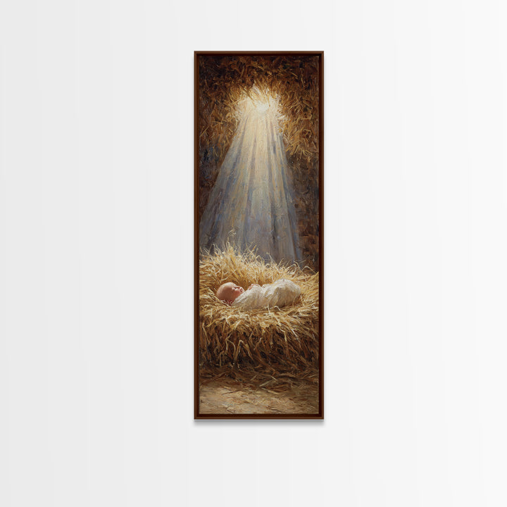 Light Of Bethlehem | Framed Canvas Print | Christian Art Canvas | Christian Wall Art | Jesus Painting | Narrow Art