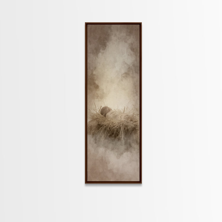 Little Lamb Blessing – Framed Canvas Print – Christian Art Canvas – Christian Wall Art – Jesus Painting – Tall Skinny Art Print