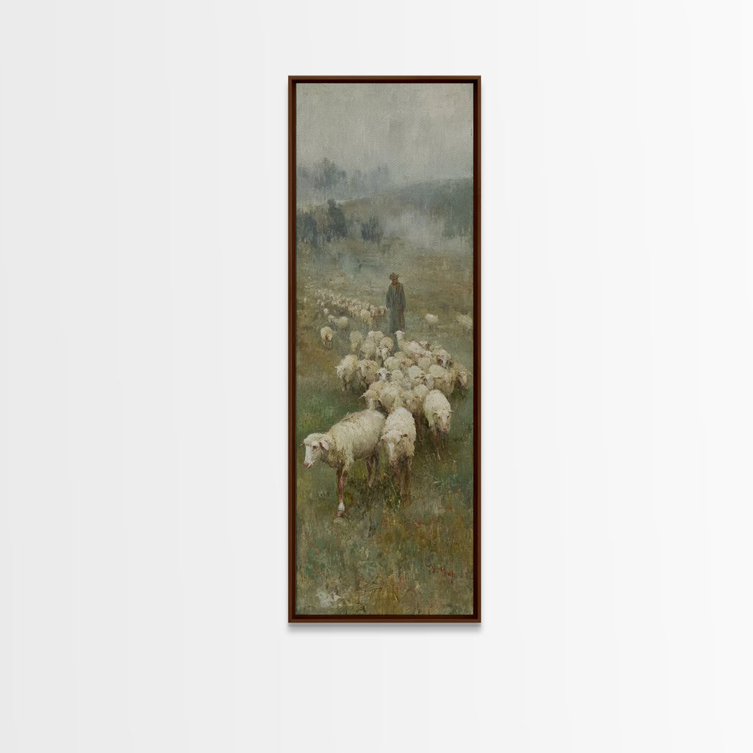 Gentle Shepherd Path – Framed Canvas Print – Christian Wall Art – Jesus Painting – Narrow Art – Christian Christmas Art – Christian Decor F
