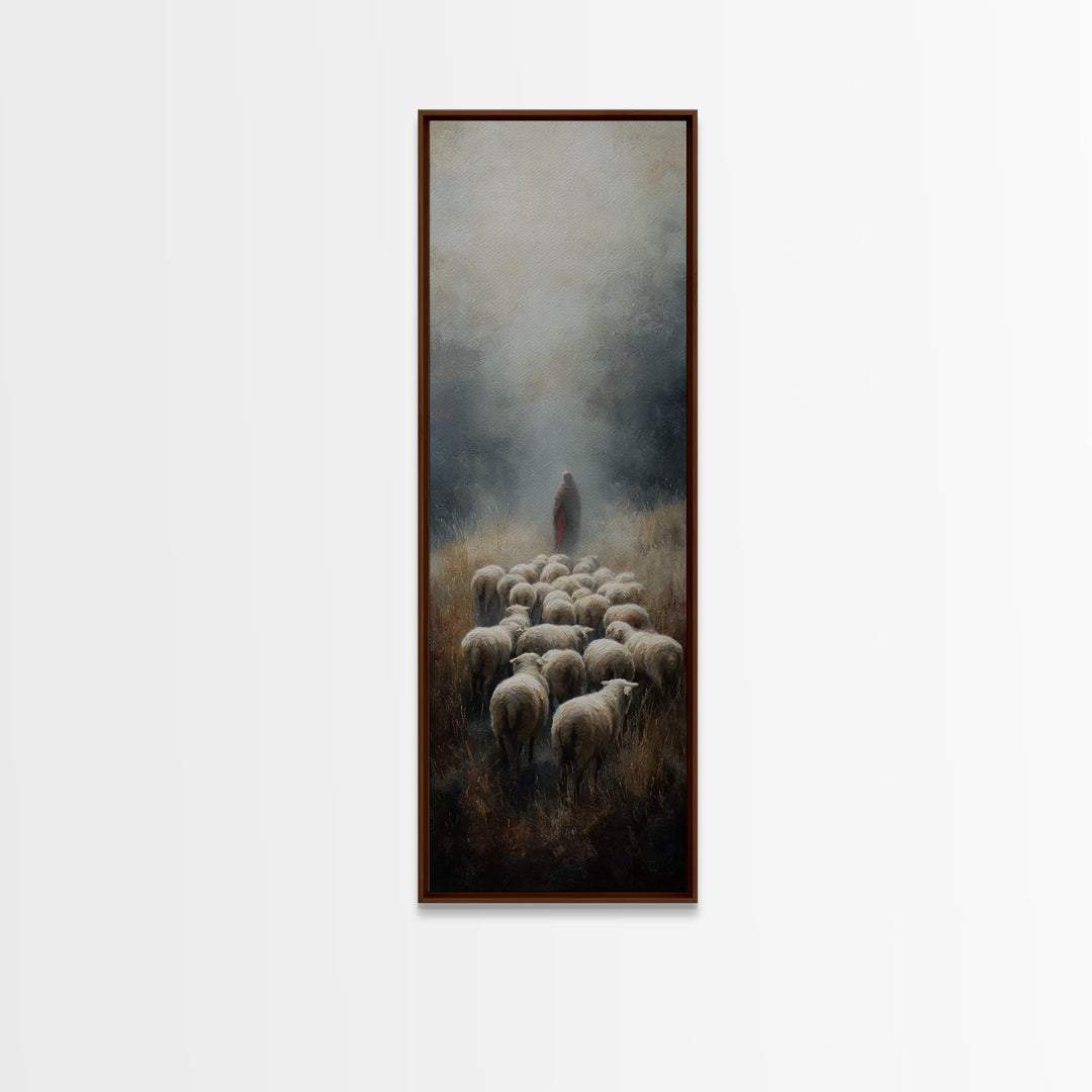 Guiding Light Meadow – Framed Canvas Print – Christian Christmas Art – Narrow Art – Jesus Painting – Christian Art Canvas – Christian Wall