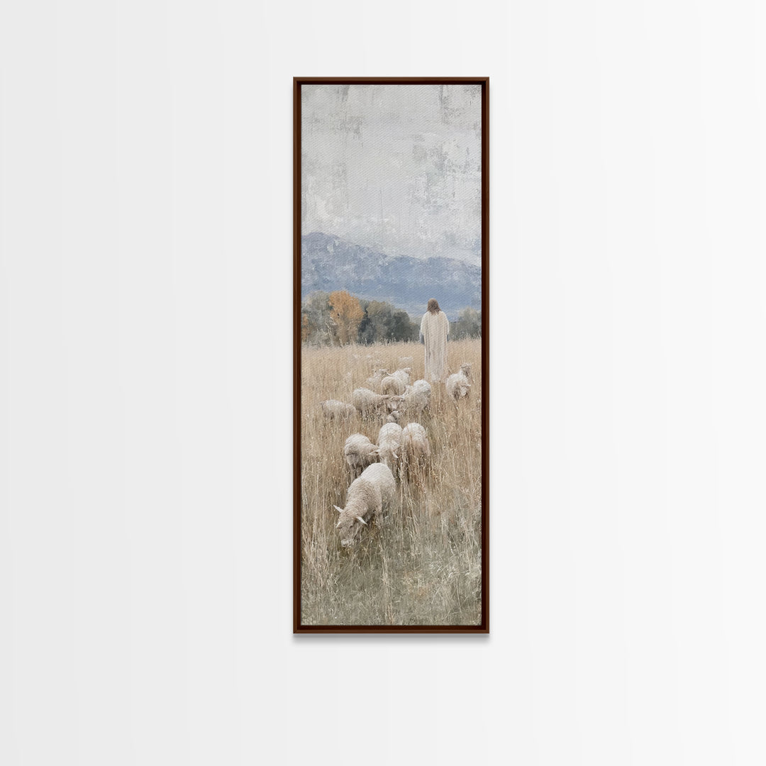 Still Waters Calling, Framed Canvas Print, Christian Art Canvas, Tall Narrow Wall Art, Jesus Painting, Christian Christmas Art, Christian W