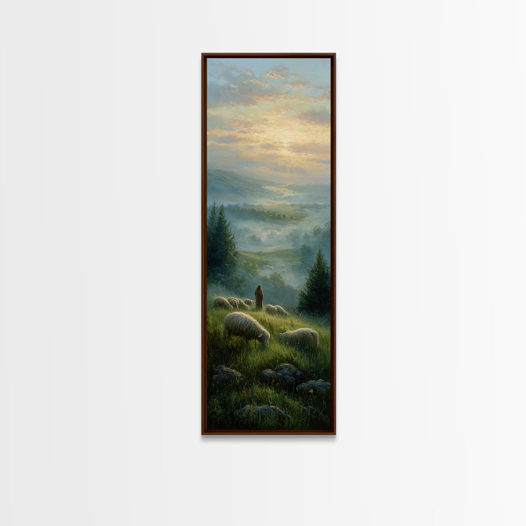 Shepherds Of Dawn – Framed Canvas Print – Christian Wall Art – Jesus Painting – Christian Art Canvas – Tall Narrow Wall Art – Christian Chr