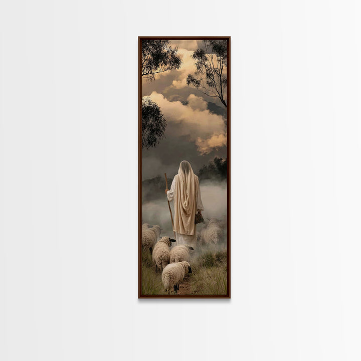 Path Of The Flock – Framed Canvas Print – Jesus Painting – Christian Wall Art – Christian Art Canvas – Skinny Art – Christian Christmas Art