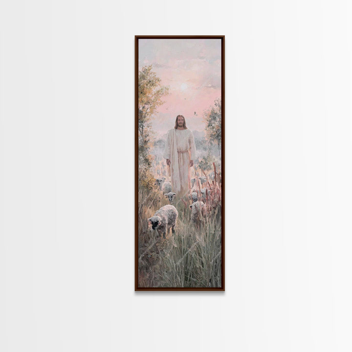 Grace In The Meadow – Framed Canvas Print – Christian Art Canvas – Christian Wall Art – Jesus Painting – Skinny Art – Christian Christmas A