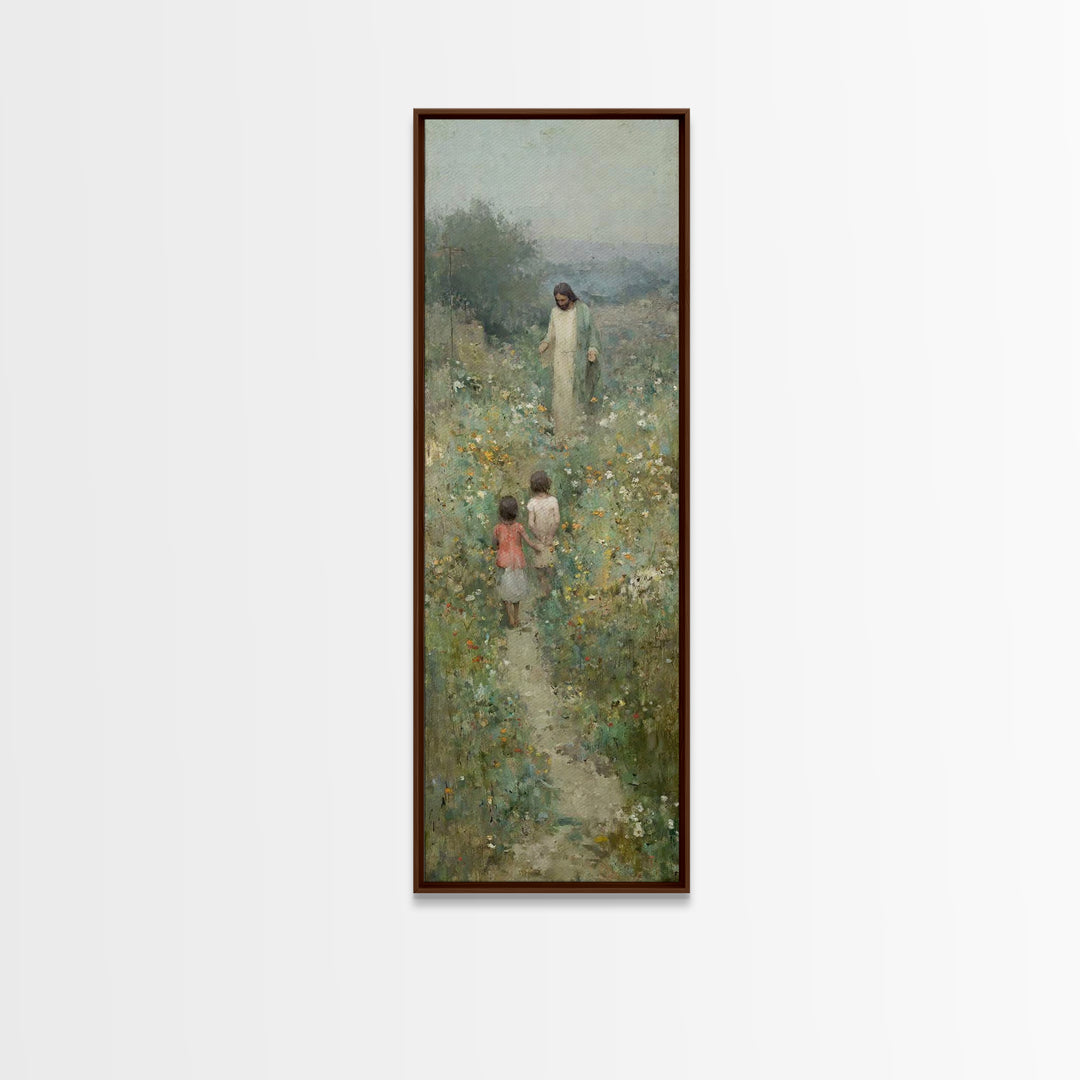 Blooming Promise – Framed Canvas Print – Christian Art Canvas – Christian Wall Art – Jesus Painting – Narrow Art – Christian Christmas Art