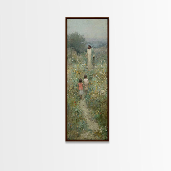 Blooming Promise – Framed Canvas Print – Christian Art Canvas – Christian Wall Art – Jesus Painting – Narrow Art – Christian Christmas Art