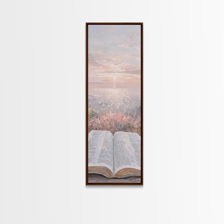 Dawn Of Scripture – Framed Canvas Print – Narrow Art – Christian Art – Christian Art Canvas – Christian Wall Art – Christmas Art – Christia