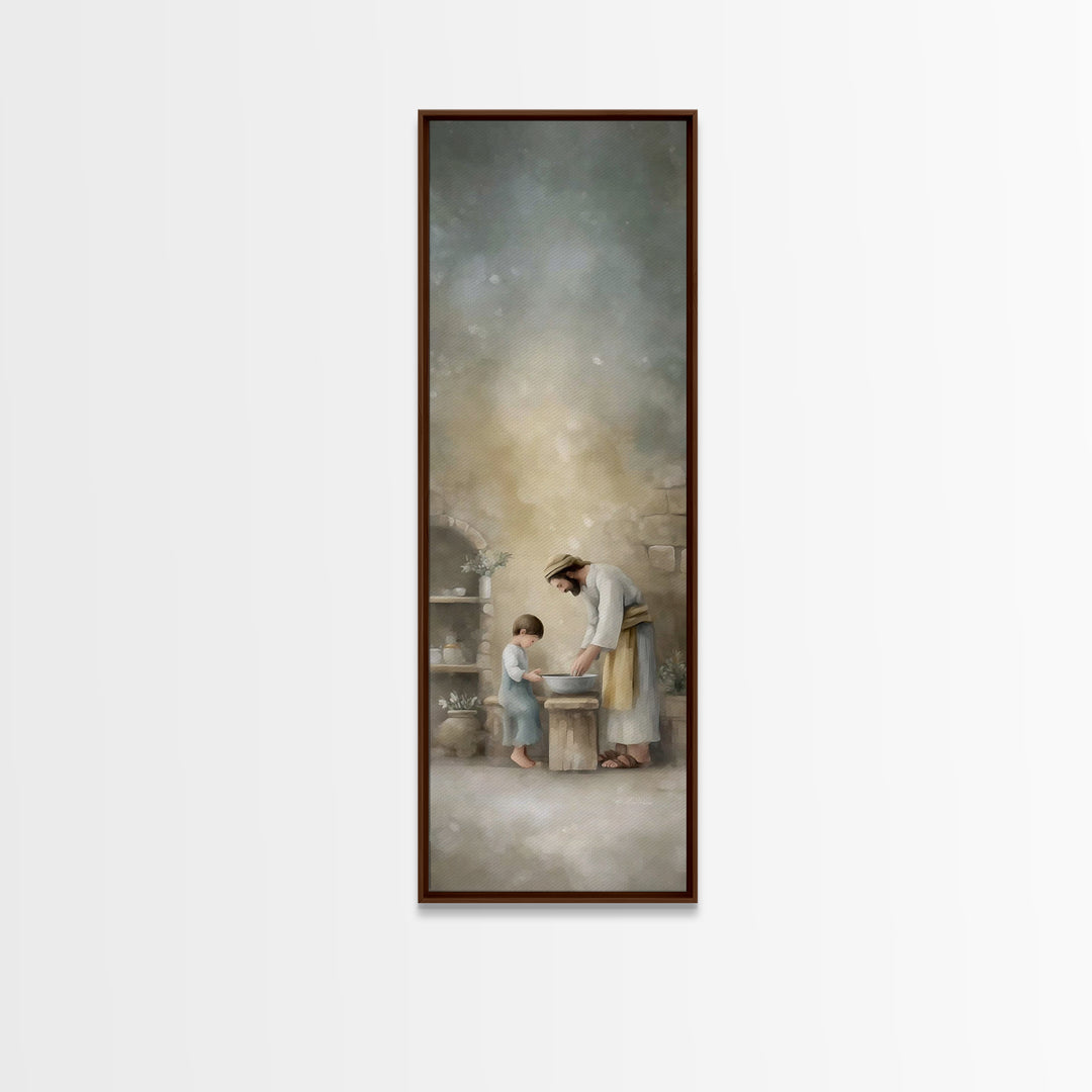 Humble Lessons | Framed Canvas Print | Christian Wall Art | Skinny Art | Christian Art Canvas | Jesus Painting | Christmas Art