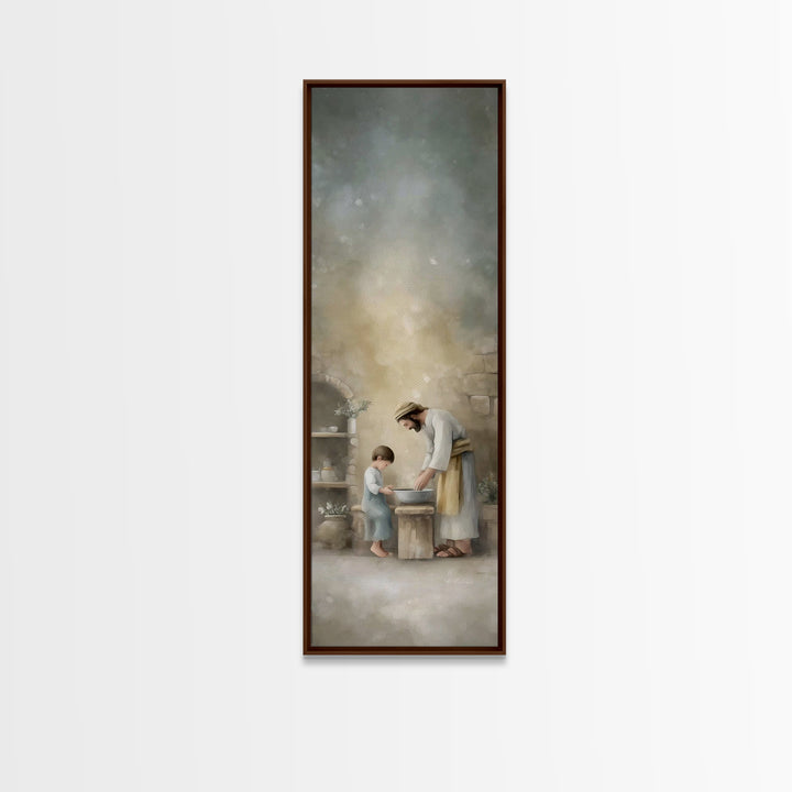 Humble Lessons | Framed Canvas Print | Christian Wall Art | Skinny Art | Christian Art Canvas | Jesus Painting | Christmas Art