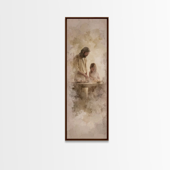 Hands Of Blessing – Framed Canvas Print – Christian Art Print – Tall Skinny Art Print – Christian Wall Art – Jesus Painting – Christmas Art