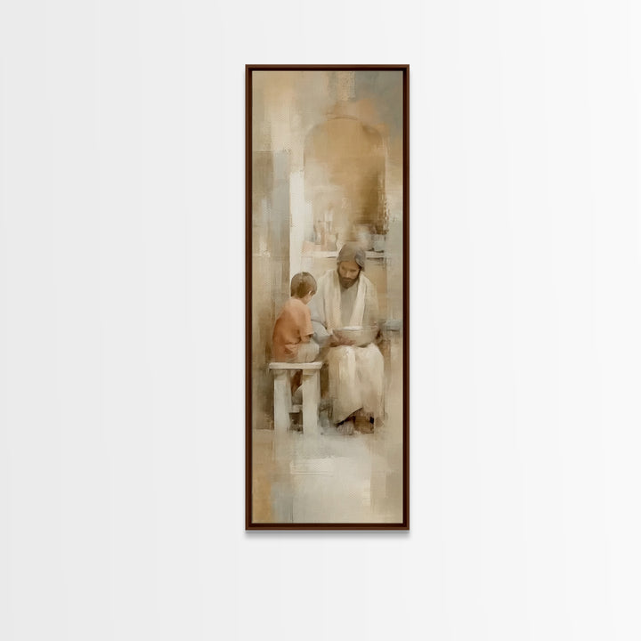 Quiet Child Blessing – Framed Canvas Print – Christian Wall Art – Jesus Painting – Tall Narrow Wall Art – Christian Art Canvas – Skinny Art